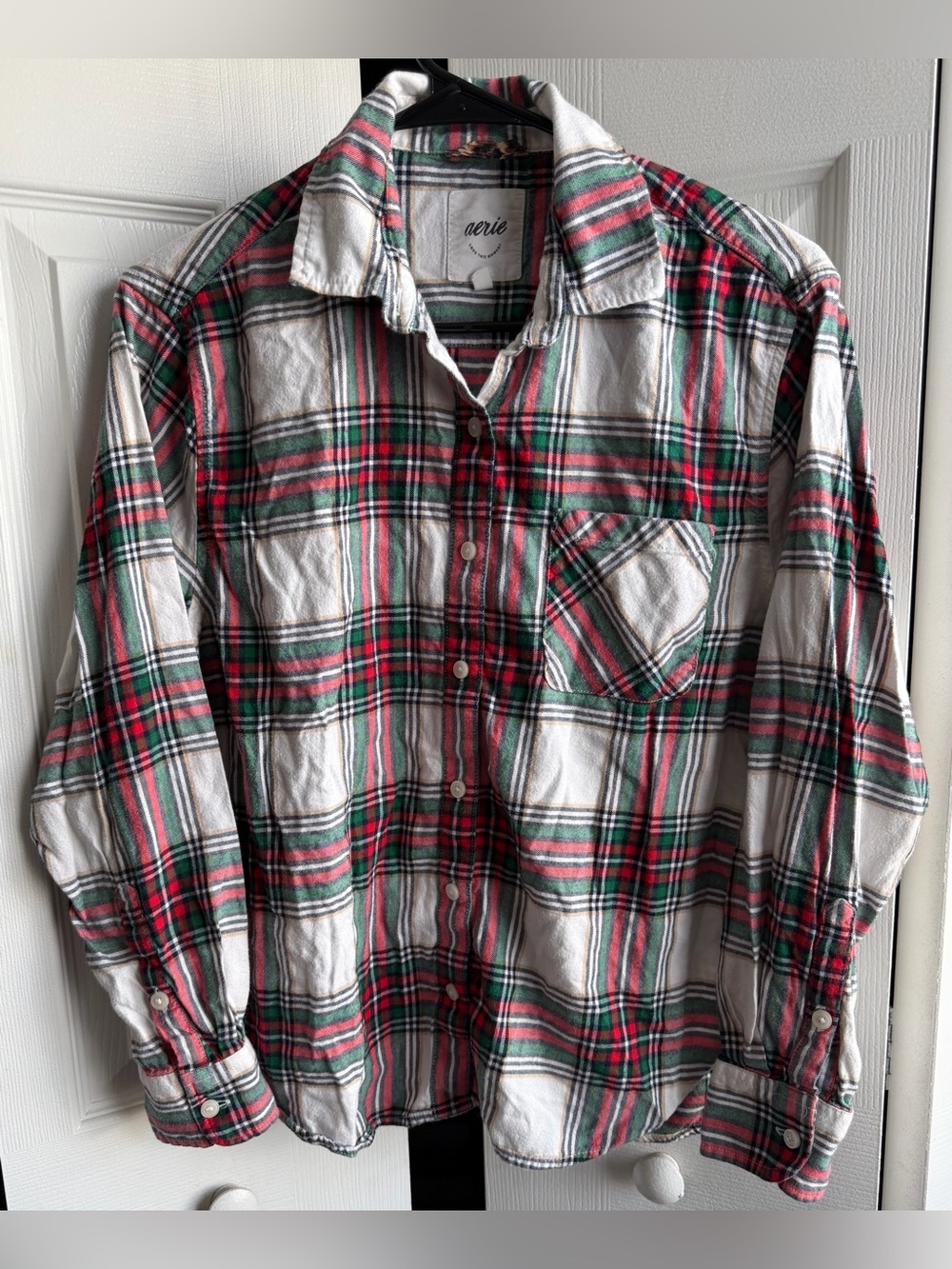 aerie Red & Green Plaid Button-Down Shirt